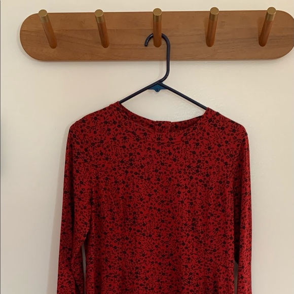 ASOS maternity long sleeve dress. Size 8. Dark red with black floral design - Picture 2 of 4